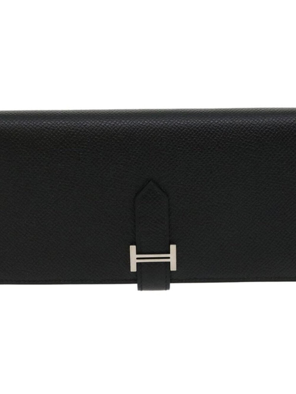 HERMES Bean souffl Long Wallet SilverMetal Black Auth 30947SM - Picture 13 of 16